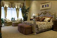 Photo of room with framed photographs